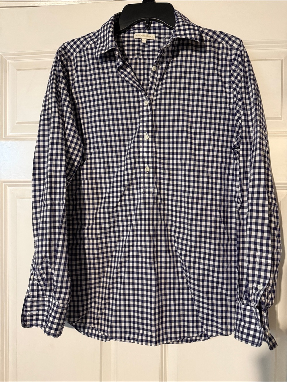 Navy Gingham tomboy poplin button down shirt